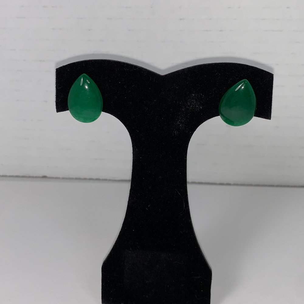 20x14mm Teardrop Green Aventurine Post Earrings